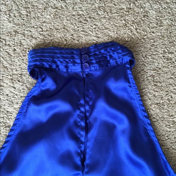 Blue Silky Halter Ruffle Top - Picture 4 of 5